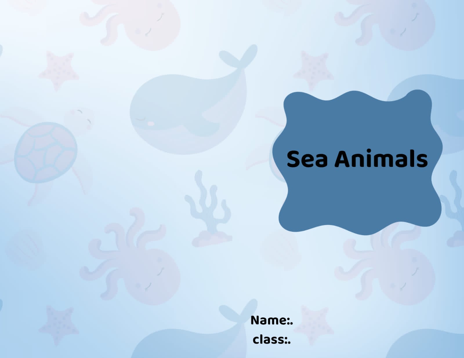 مطوية sea animalsصف ثالث الفصل الدراسي الأول 