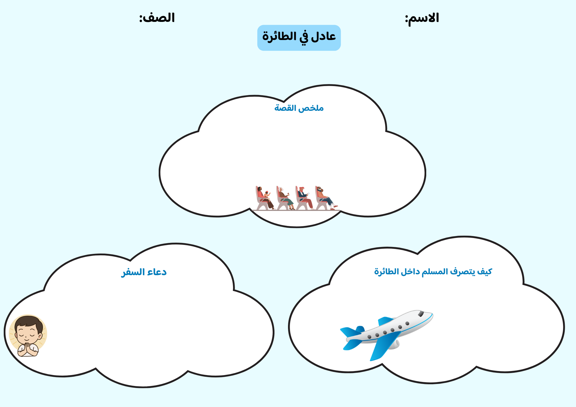 مطوية درس عادل في الطائرة صف ثالث الفصل الدراسي الأول