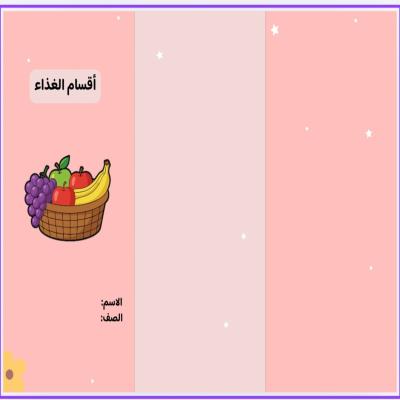 مطوية أقسام الغذاء صف ثالث الفصل الدراسي الثاني 