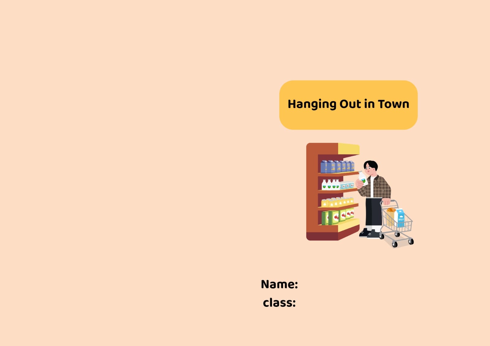 مطوية Hanging out in Town صف ثالث الفصل الدراسي الثاني 