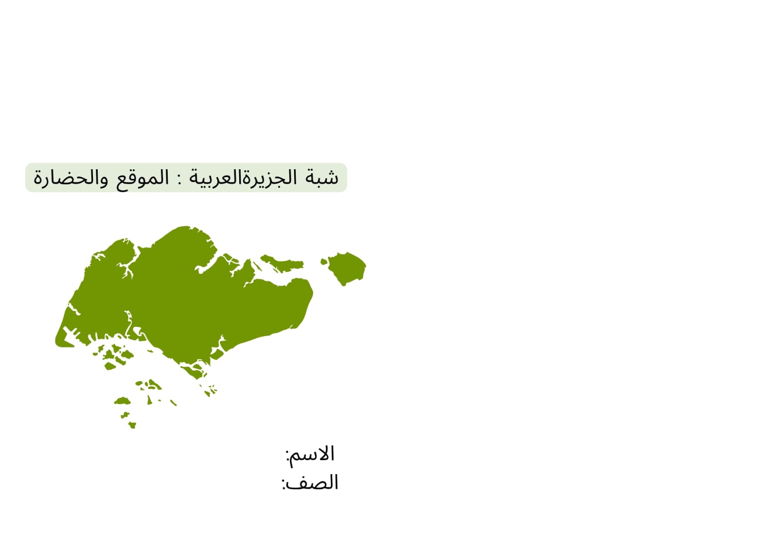 مطوية شبة الجزيرة العربية: الموقع والحضارة صف رابع الفصل الدراسي الثاني 